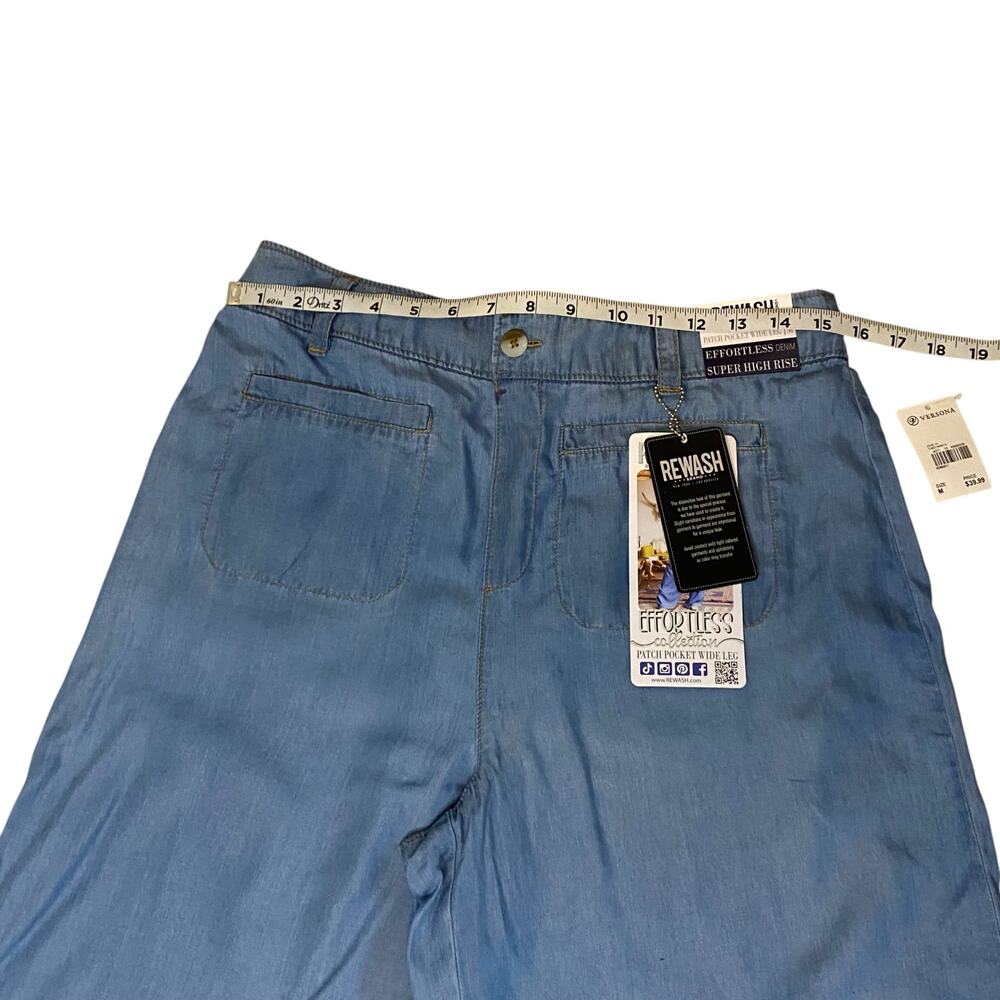 NWT Rewash Patch Pocket Wide Leg Effortless Denim Super High Rise Size Medium - Picture 6 of 12